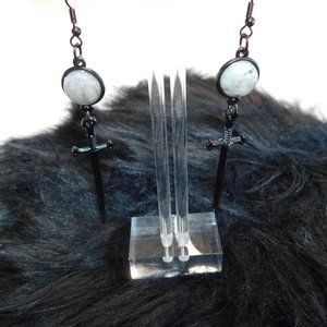 Black Sword Dangle Earrings